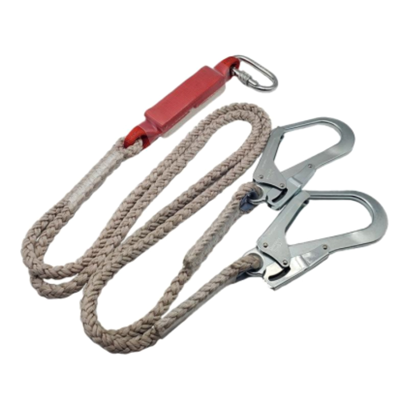Dây buộc đôi giảm xóc chống rơi KA-L02 có dây Polyamide, 2 móc giàn giáo, 1 móc carabiner.